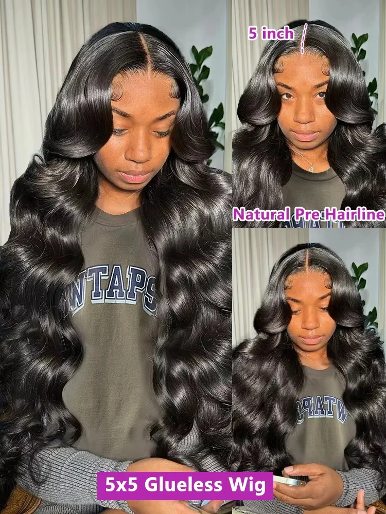 30 40 Inch Black Lace Front 13x6 HD Transparent Body Wave Lace Frontal Human Hair Wig Glueless 5x5 Water Wave Lace Closure Wigs image 4