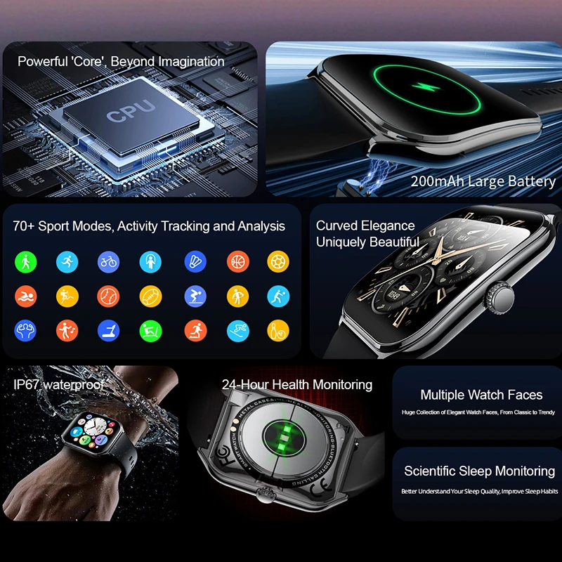 LIGE New Ultra Thin Smart Watch Men 1.96