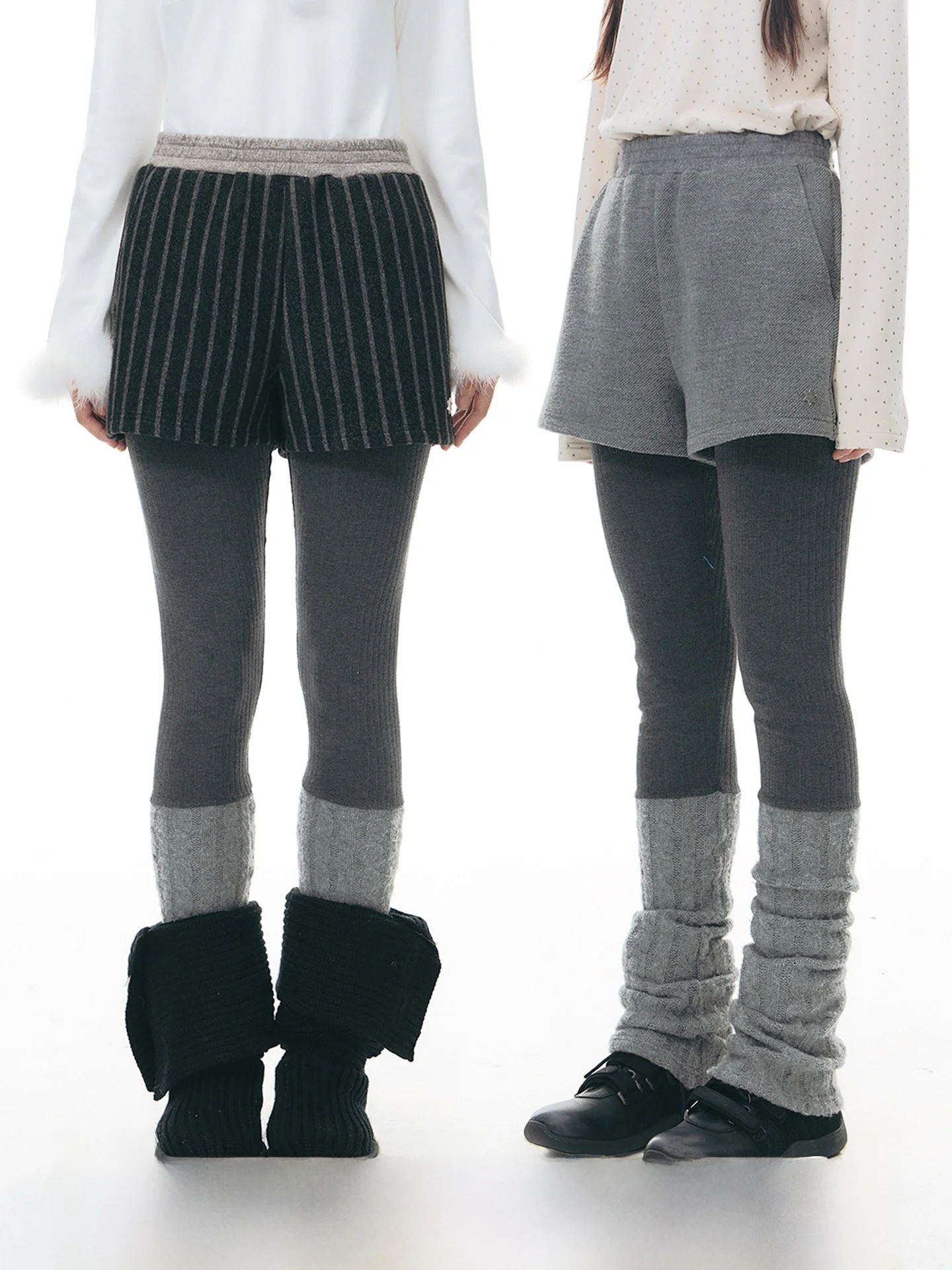 

Оригинальные вязаные шерстяные брюки NAPSNAPS с эластичным поясом и вставками, женские повседневные широкие брюки-кюлоты, прямые брюки