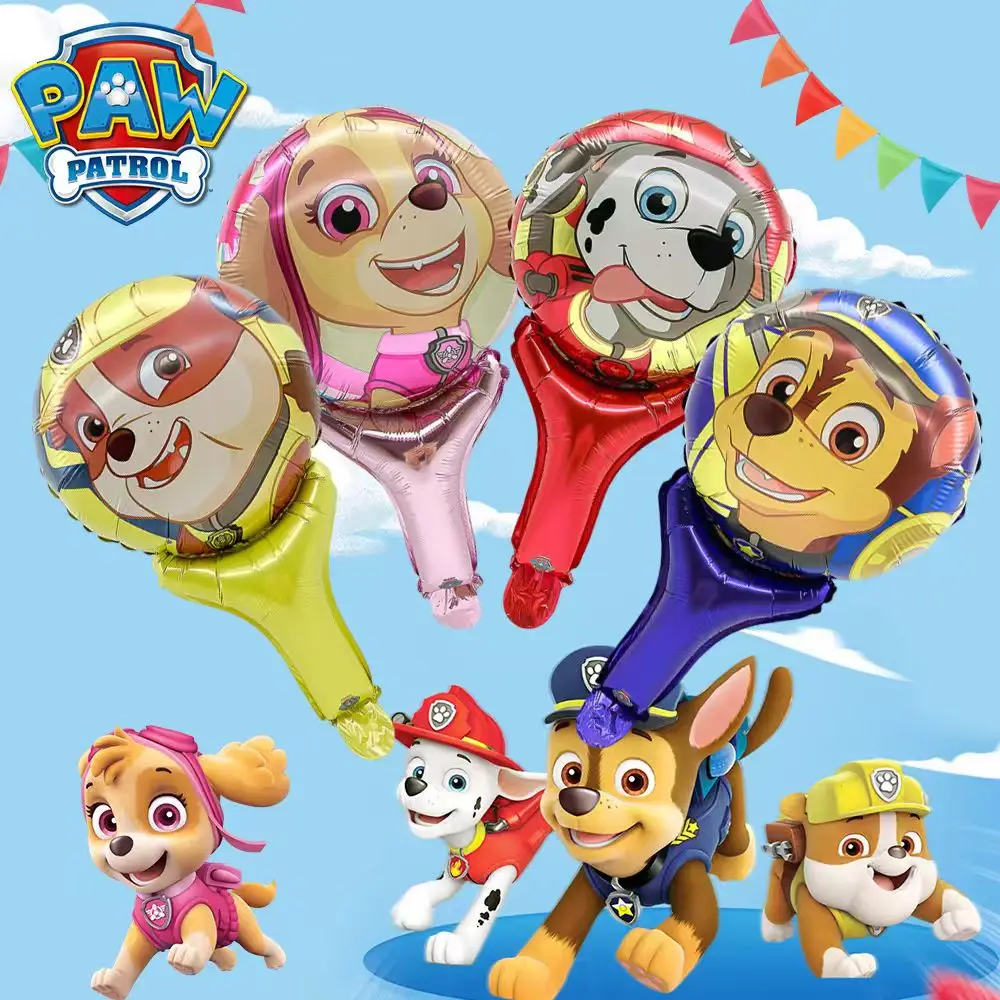 

PAW Patrol Aluminium Foil Ballon Stick Cartoon Theme Happy Birthday Party Decor Inflatable Handheld Balloons Atmosphere Props