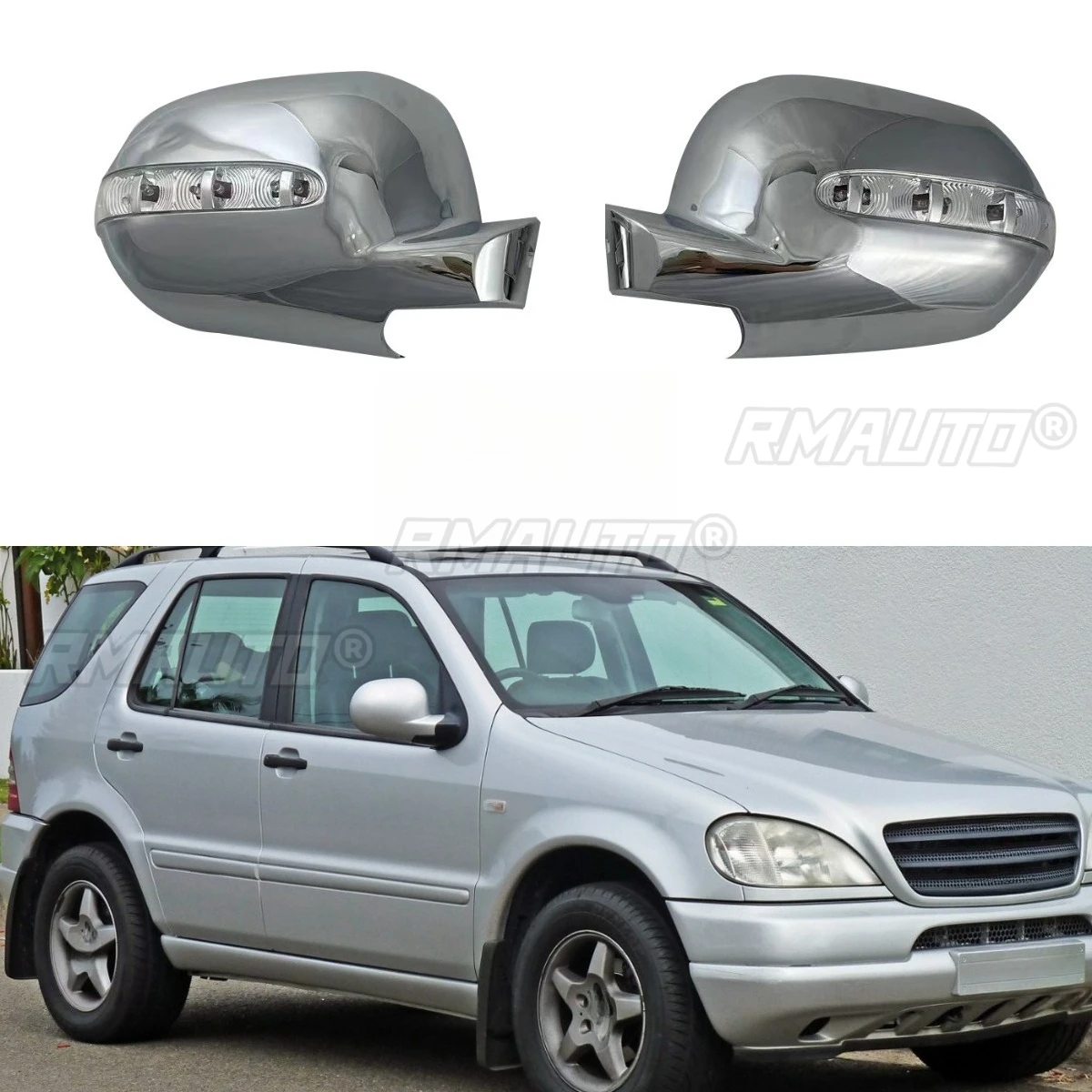 

For Mercedes Benz W163 ML300 320 350 1998 Car LED Rearview Protect Side Mirror Cover Rearview Mirror Cover Trim Car Accessories