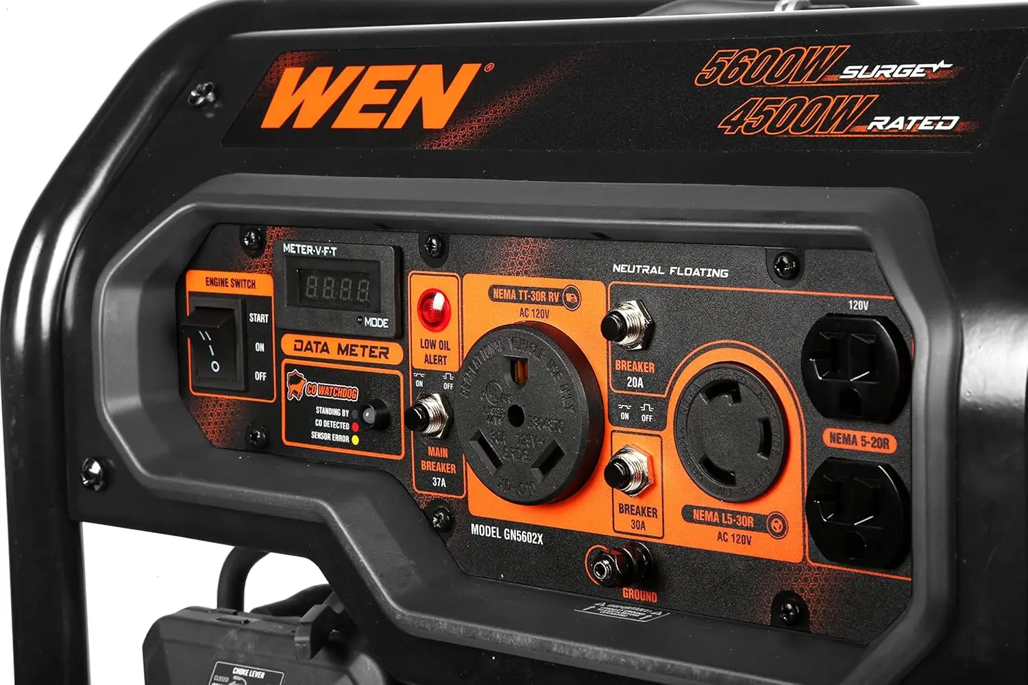 Generator Portabel 5600-Watt, Start Listrik, 224cc, Transfer-Switch dan RV-Ready dengan Sensor Shutdown CO (GN5602X)