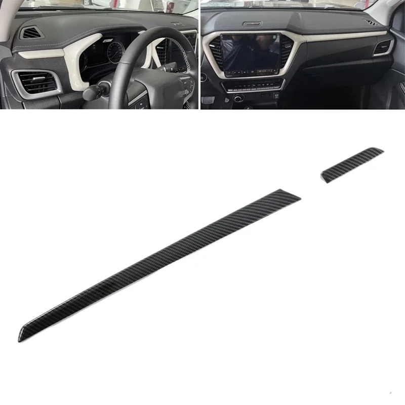New-Center Console Dashboard Trim Strips ABS Car Door Decoration Cover Trims Carbon Fiber Style For Isuzu D-Max 2019-2022