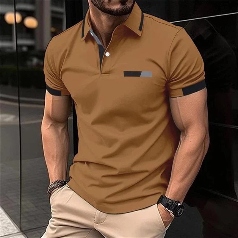 Simple Solid Color Print Men's Polo Shirt Business Casual Lapel Short Sleeve Tops Summer Comfortable Golf Clothing Loose T-Shirt