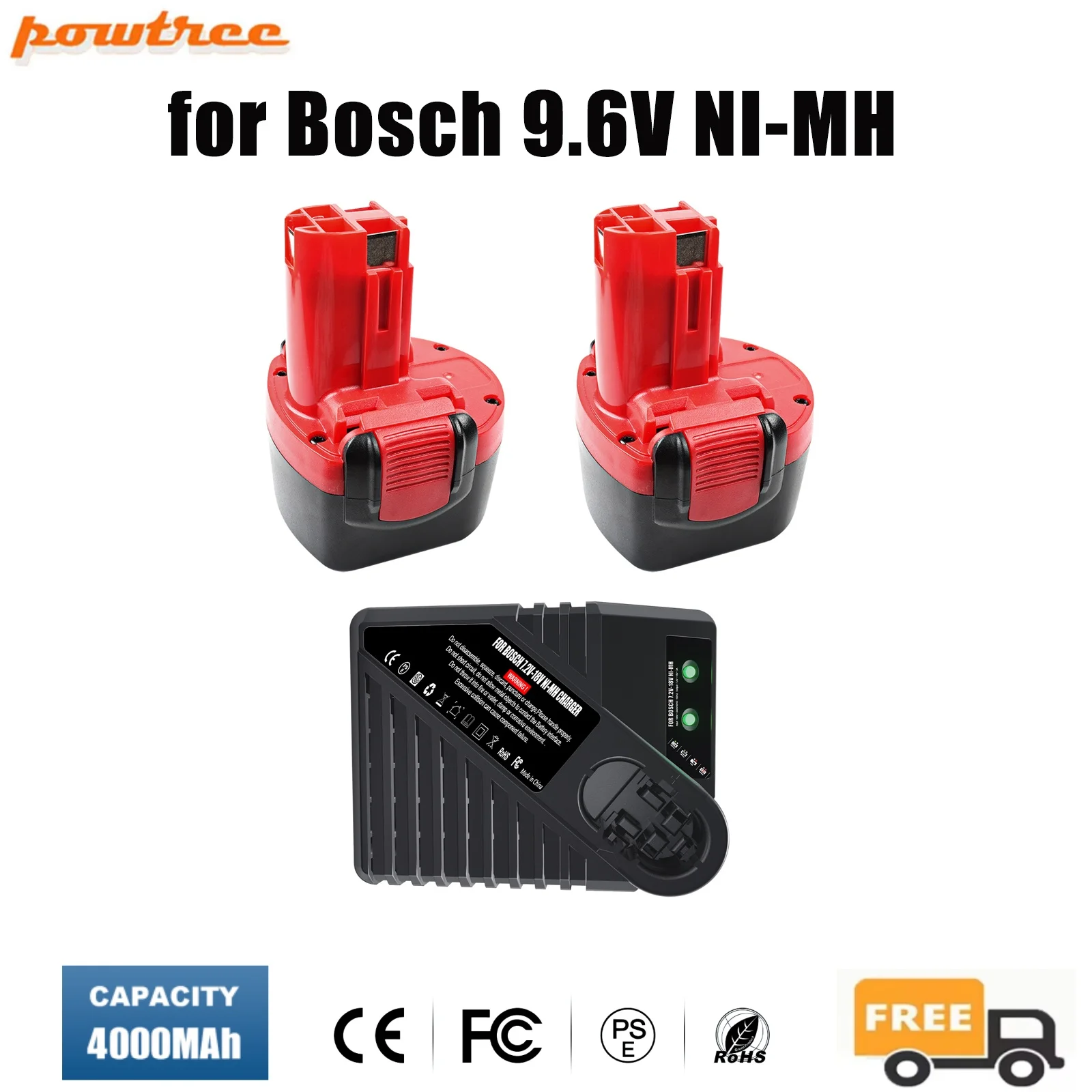 For Bosch 9.6V 4000mAh NI-MH Rechargeable Battery BAT048 Power Tools Battery for Bosch BH984 BAT048 BAT119 L50 PSR 960 ﻿