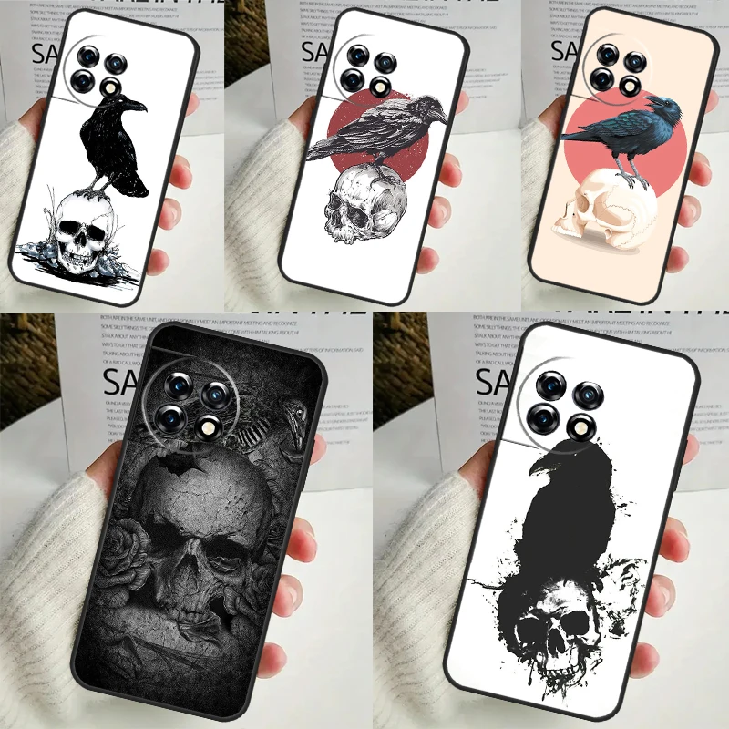 Crow Raven Dark Skull Case For OnePlus Nord CE 4 3 2 Lite 2T N10 N20 N30 OnePlus 12 11 9 10 Pro 8T 10T 12R Cover