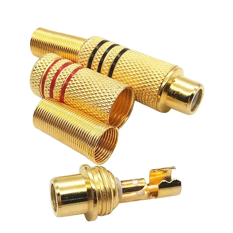 4PCS Gold RCA Phono Male Plug Solder Audio Video Cable Adapter Female Connector for Audio Speakers