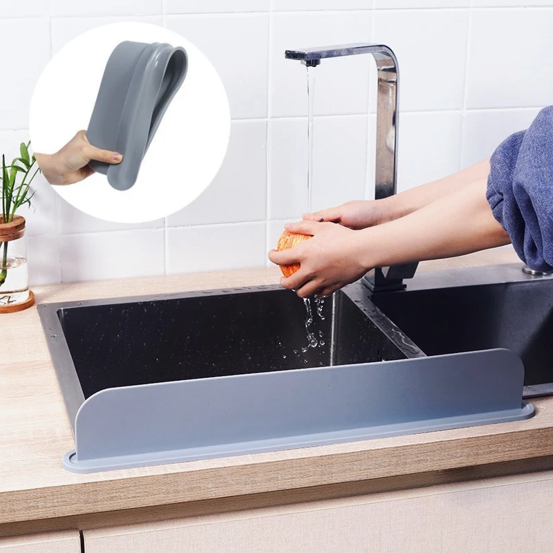 Reusable Sink Splash Guard Silicone Countertop Water Baffle Prevent Water Splashing Out Board Bathroom Kitchen Tool Easy To Use