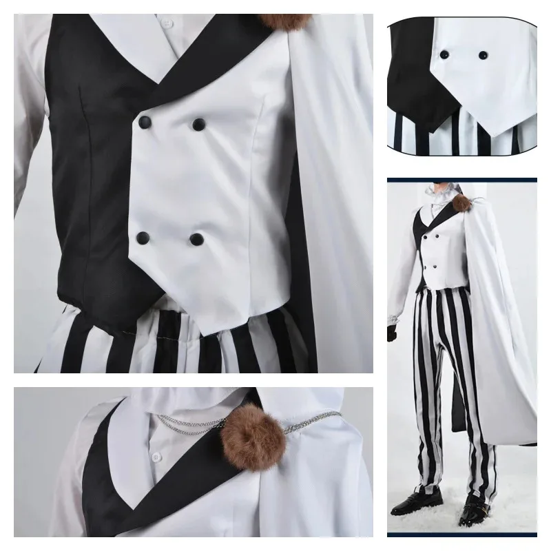 ❤Bungo Stray Dogs Nikolai Gogol Cosplay Costume Hat Wig Season 4 Cloak White Black Uniform Wig Anime Hunter Dogs Halloween Co★❤★ view 6