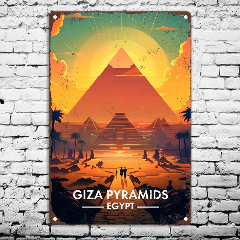 Travel Round The World Vintage Metal Sign.KENYA,EGYPT,PYRAMIDS Retro Poster,Home,Bar,Room,Hotel,Cafe,Club Garden Wall Decor Gift