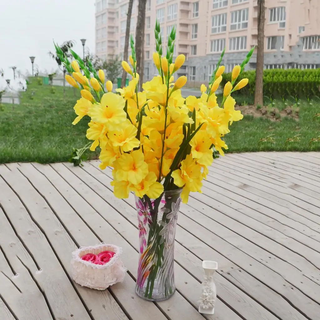 Fleur de gladiole artificielle réaliste en soie pour la décoration de la maison, des fêtes et des mariages
