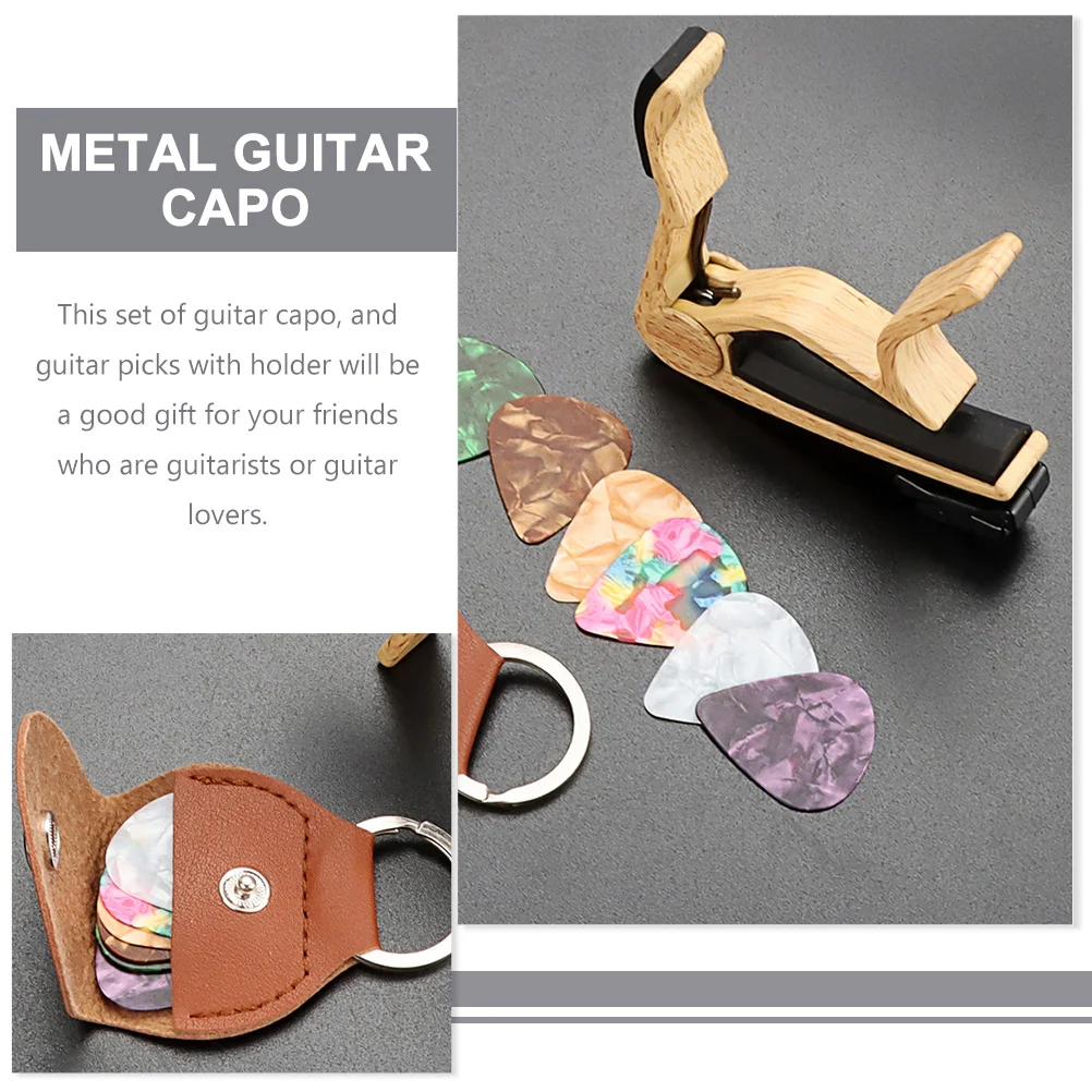 

Guitar Capo Picks Set Aluminum Alloy ABS Electric Acoustic Bass Ukulele Banjo Accessories Durable Holder