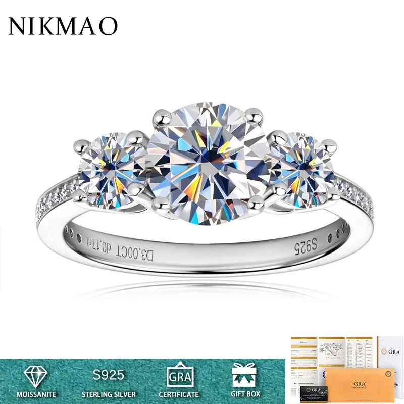 

3.17ct 100% Real Moissanite Ring for Women Luxury Designer S925 Sterling Silver Diamond Rings Bride Wedding Band Fine Jewelry
