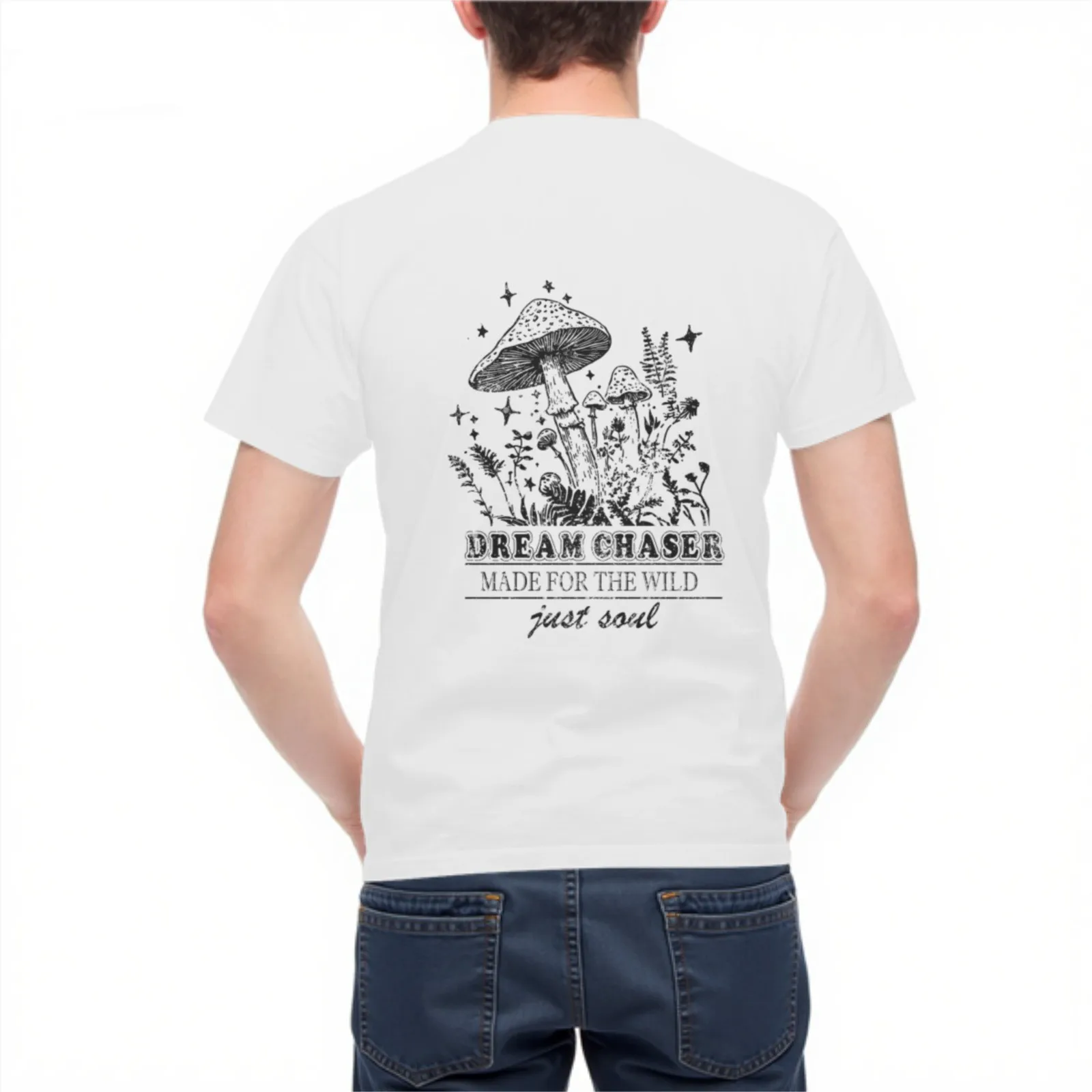 Dream Chaser Mushroom Graphic Print Men's Breathable Cotton Casual T-Shirt Daily Wear Tee