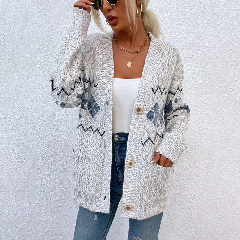 

Cardigan Women Mid Length Coats Sweaters Knit Full Sleeve Jumpers Y2k Streetwear Elegant Casual Loose Open Stith Autumn Winter