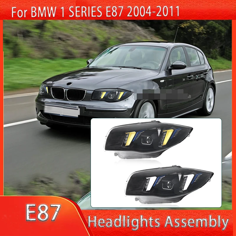 

Автомобильные фары для BMW 1 SERIES E87, светодиодные фары 2004-2011, двойные светодиодные дневные ходовые огни, фары дальнего света, модифицированная часть