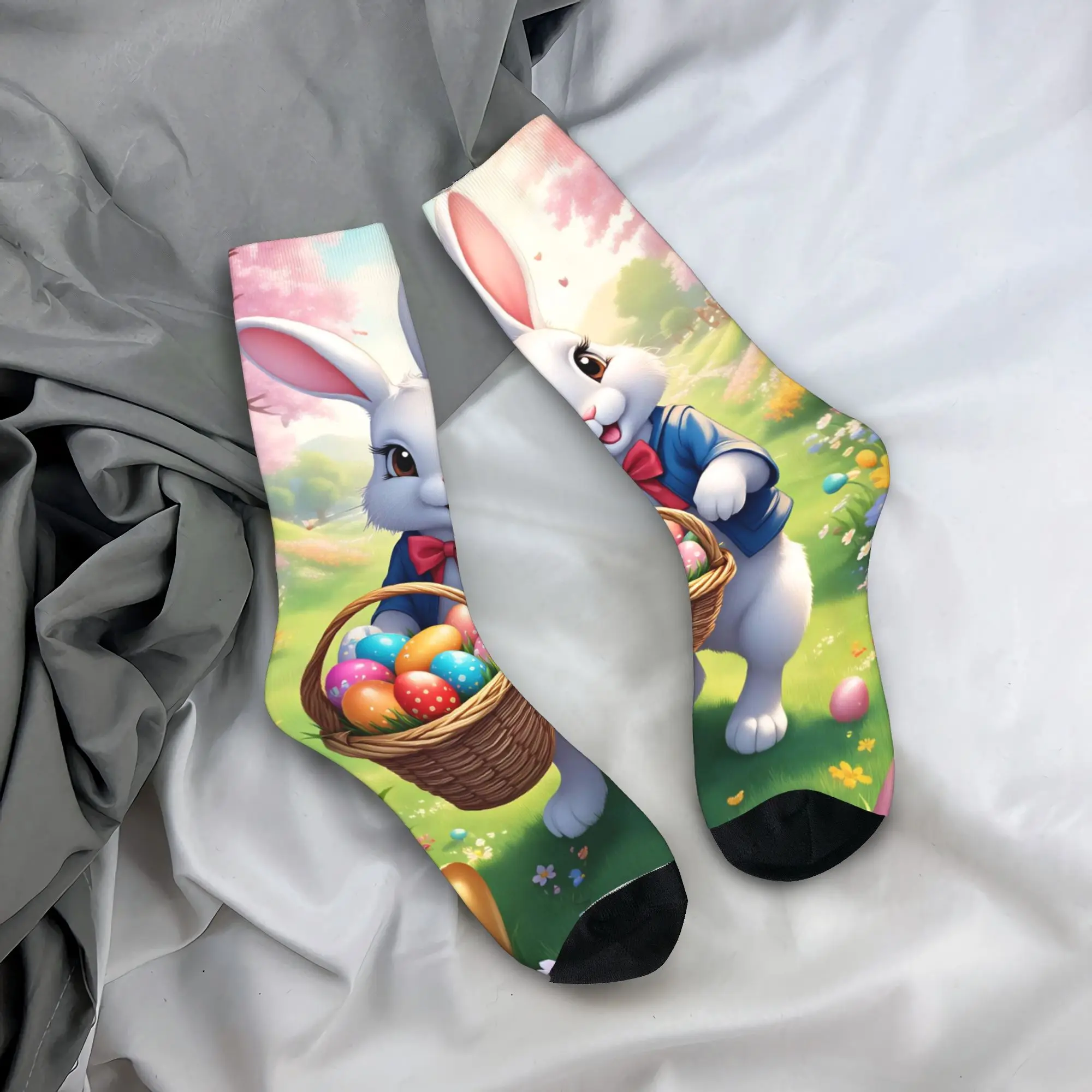 Calcetines de Conejito y Huevos de Pascua, Calcetines Modernos de Otoño Antideslizantes para Hombre, Calcetines de Skateboard con Diseño Suave