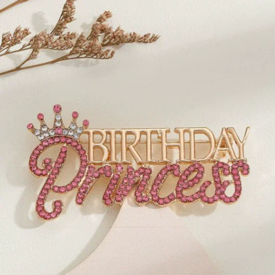Chic BIRTHDAY Princess Crown Brooch for Girls Women Delicate Note Crown Brooches Pins Jewelry Accessories Gifts 2025 Trend