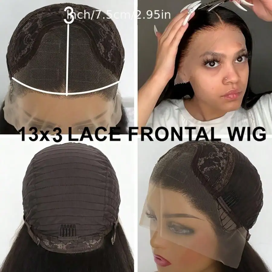 Perruques Lace Front Wig synthétiques noires réalistes pour femmes, 24 pouces, longues et lisses, 13x4, dentelle frontale naturelle, haute qualité, usage quotidien