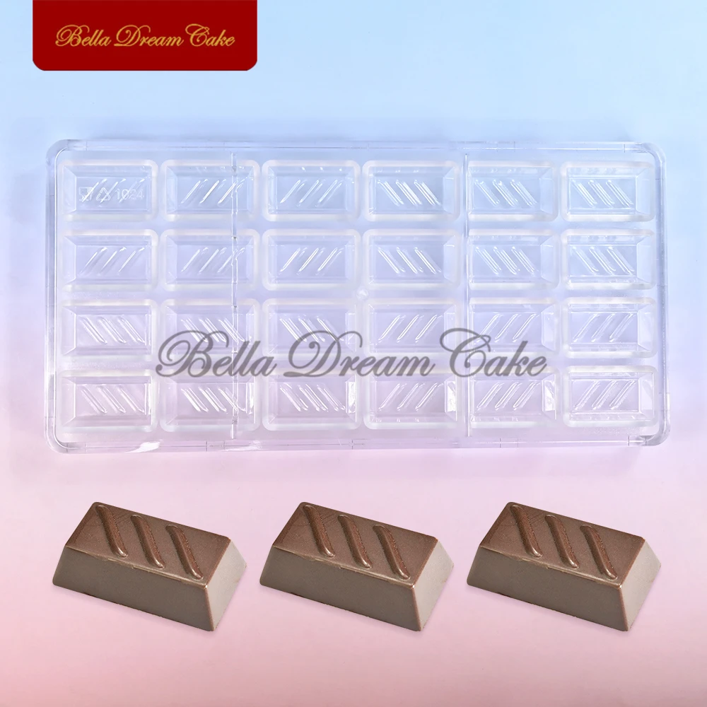 Molde de Chocolate con bombones de praliné rectangulares 3D, molde para dulces de trufa de policarbonato DIY, herramientas de decoración de pasteles para el Día de San Valentín, utensilios para hornear
