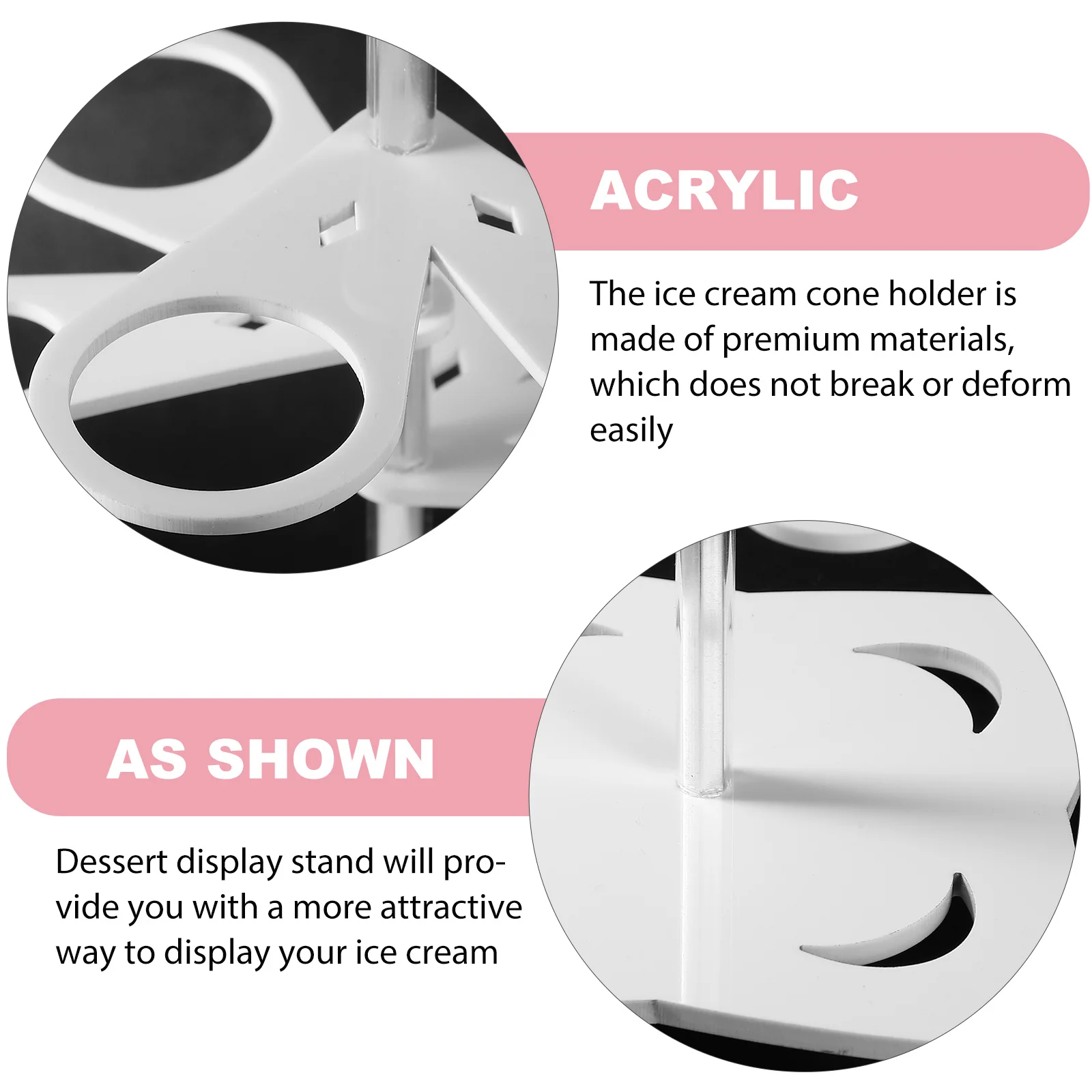 

1 шт., держатель для конуса для мороженого, акриловая подставка для десерта для суши-роллов, попкорн, картофель фри, стеллаж для хранения принадлежностей для вечеринок, устойчивое основание