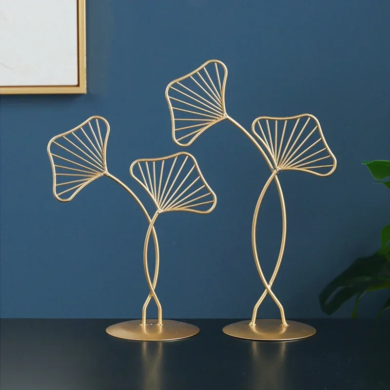 Modern Home Decor Ginkgo Leaf Ornament Geometric Metal Crafts Living Room Office Decorative Gift For Home Decoration Accessories