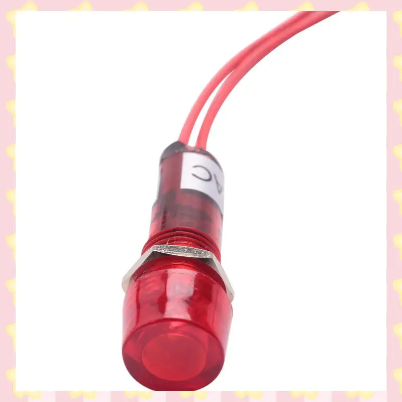 AB51 10X ตัวบ่งชี้นีออนสัญญาณนําร่องไฟสีแดง AC 250V W2 สายไฟ
