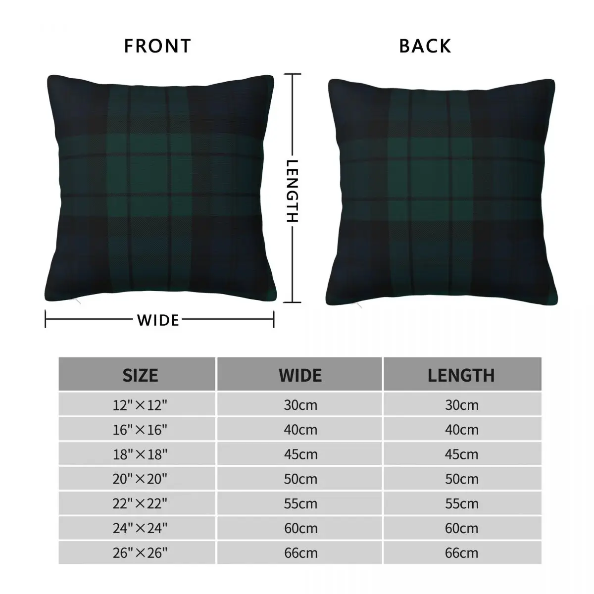 Black Watch Tartan Square Pillowcase Polyester Linen Velvet Creative Zip Decor Throw Pillow Case Home Cushion Cover 18