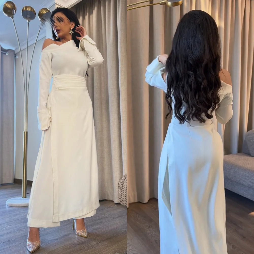 

Customized Jiayigong Jersey Draped Pleat Birthday A-line Off-the-shoulder Bespoke Occasion Gown Long Dresses Saudi Arabia