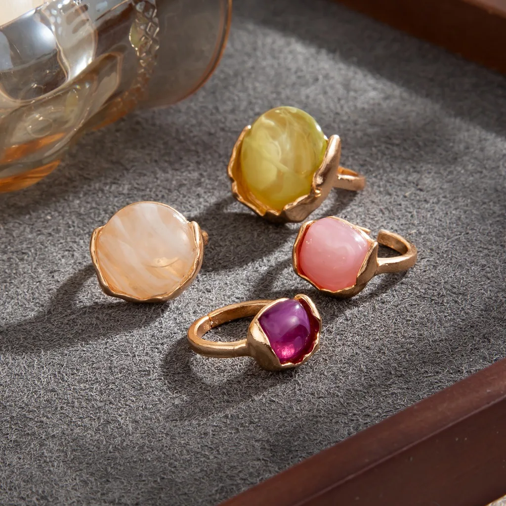 Resin Ring Resin Candy Color Ring Adjustable Open Ring Adjustable For Daily Commute Relatives Friend Gathering