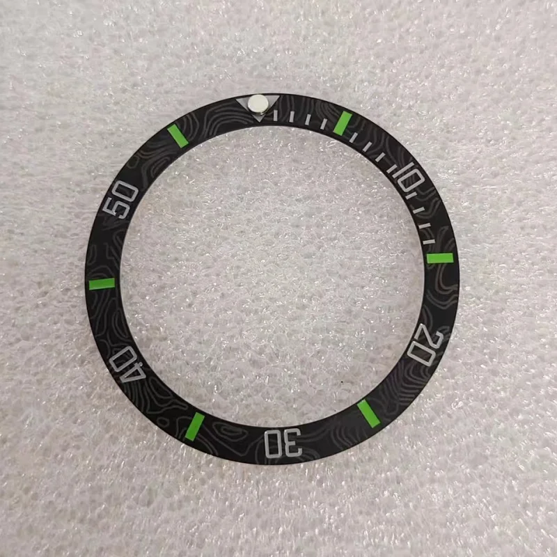 Insert de lunette en céramique biseautée givrée GMT, 38MM x 30.5MM, pour sous-boîtier de 40mm, bague de remplacement pour montre