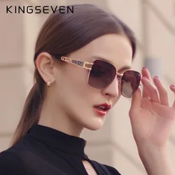 KINGSEVEN-gafas de sol polarizadas UV400 para mujer, lentes de acero inoxidable de alta calidad, diseño elegante, a la moda, 2023