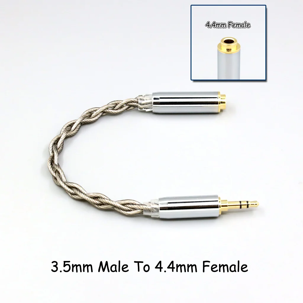 99 % reines Silber + Graphen versilbertes Schild-Kopfhörerkabel für 4,4 mm, 3,5 mm, 2,5 mm XLR 6,35 mm Stecker auf Buchse, Adapter-Konverter – Detail 14