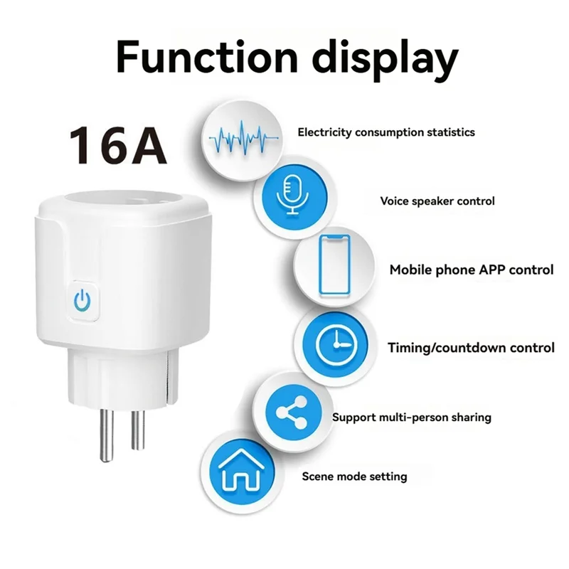 

-FDDT Matter Wifi 16A Smart Socket 16A Wifi Smart Plug With Power Monitoring APP Remote Control Works With Alexa Google EU Plug