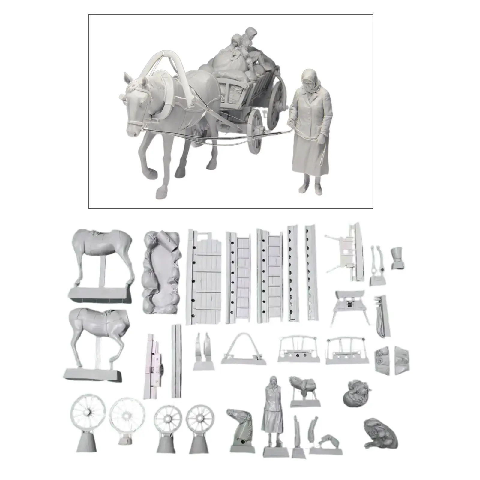 1/35 Żywiczne Figurki Żywiczne Zestaw Niezmontowany i Niepomalowany, Kobieta Dzieci Miniaturowy Układanka Układanka DIY Zabawki Model Kolekcja