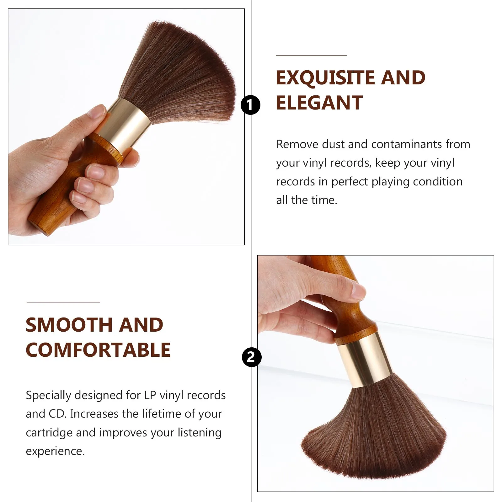 

Vinyl Records Cleaning Brush Anti-static No Scratch Conductive Fibers Wood Handle CD Turntable Cleaner Brushes