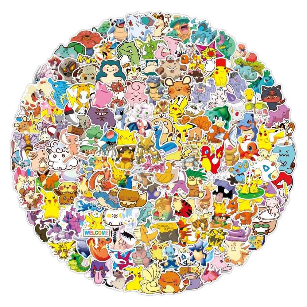 10/30/50/100PCS Kawaii Pokemon Anime Cartoon Stickers Q Edition Aesthetic Decals Laptop Phone Car Suitcase Decoration Kid Toy