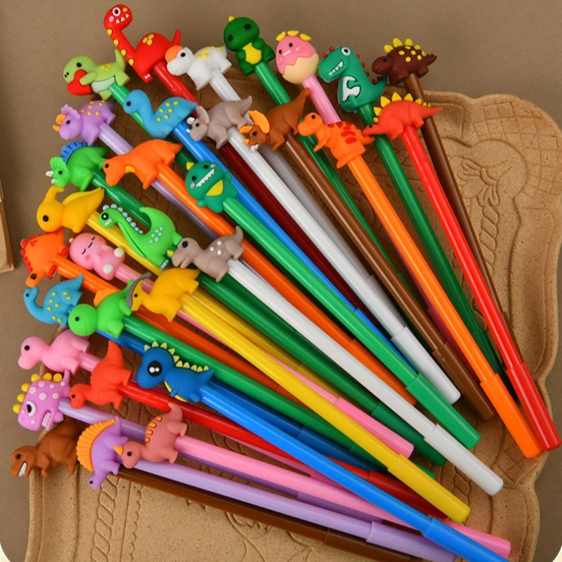 5-35 Stück Kunststoff-Gelstifte mit Cartoon-Dinosaurier-Motiv, Weichem Gummikopf, 3D-Tier-Design, Niedliche Schreibwaren für Schüler, Schule, Büro, Geschenk