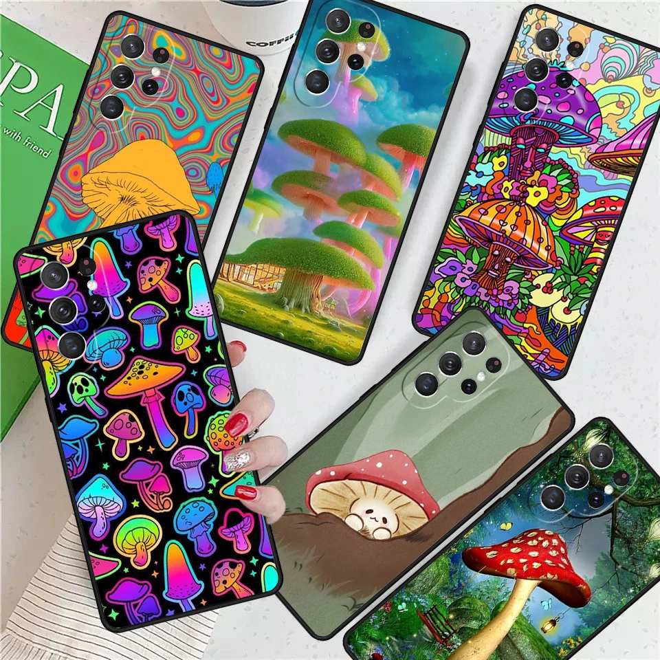 Trippy Psychedelic Mushrooms For Samsung Galaxy S24 Ultra S21 S22 S8 S9 S10 5G Note 10 20 Plus FE S23 Phone case Cover Coque