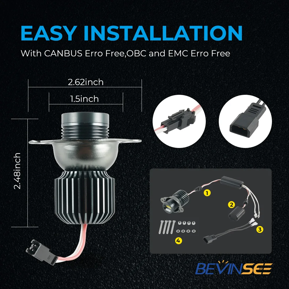2pcs CANbus Error Free LED Angel Eyes Halo Ring Marker Light Bulbs Fit For BMW E90 E91 LCI 2008 2009 2010 2011 6500K White 12V