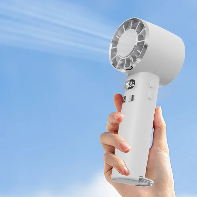 High speed handheld fan, digital display, compact and portable, cool and refreshing, with infinite gear adjustment in summer
