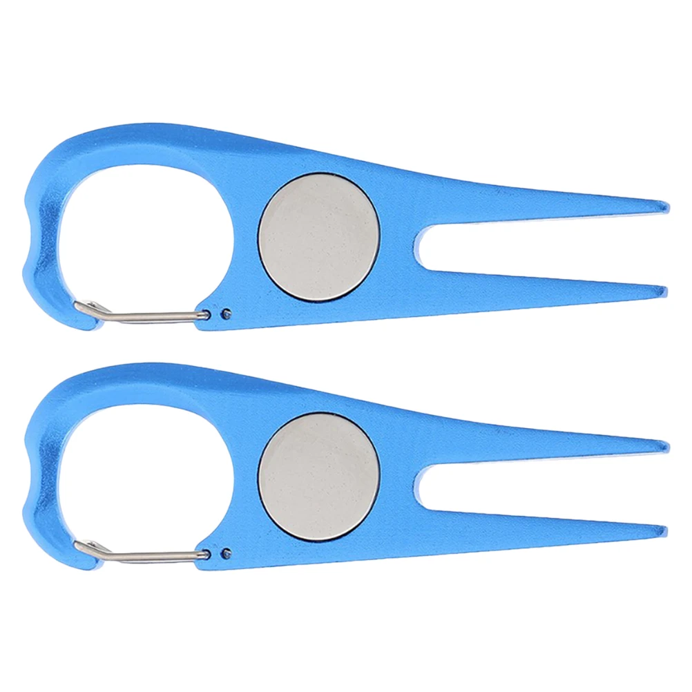 

2pcs Golf Divot Tools Aluminium Alloy Portable Lawn Repair Forks For Outdoor Sports Durable Compact Ball Marker Professional