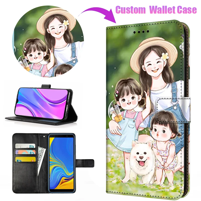 

Personalized Wallet Phone Case For Samsung J8 2018 J7 J5 2017 J530 J4 J6 Plus M55 M54 53 M20 M32 M33 M13 Customized Photo Cover