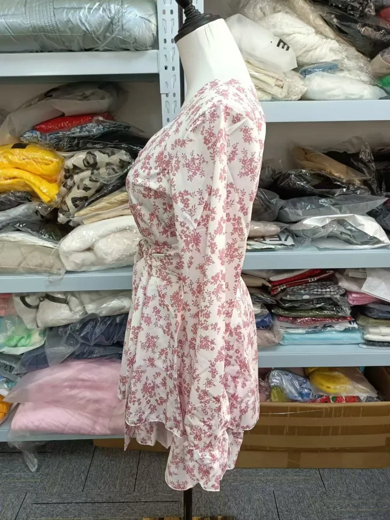 Summer Women Long-sleeved Floral Printed Ruffled Sexy V-neck Jumpsuit 2024 Beach Holiday Women Bodysuits Streetwear New Arrived