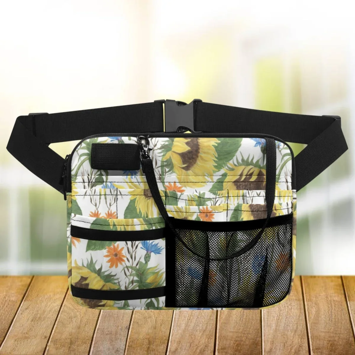 Vintage Sunflower Oil Painting Nurses Fanny Pack Durable Nurse Belt Organizer Casual  Portable Waist Pouch Case Tool Bags Gift