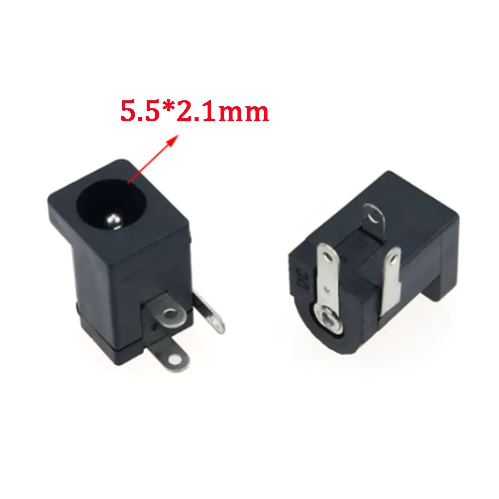 5pcs 5.5x2.1 5.5x2.5 mm Black DC Power Jack Socket Charging Connectors Port Supply Barrel-Type Right Angle PCB Mount Terminal