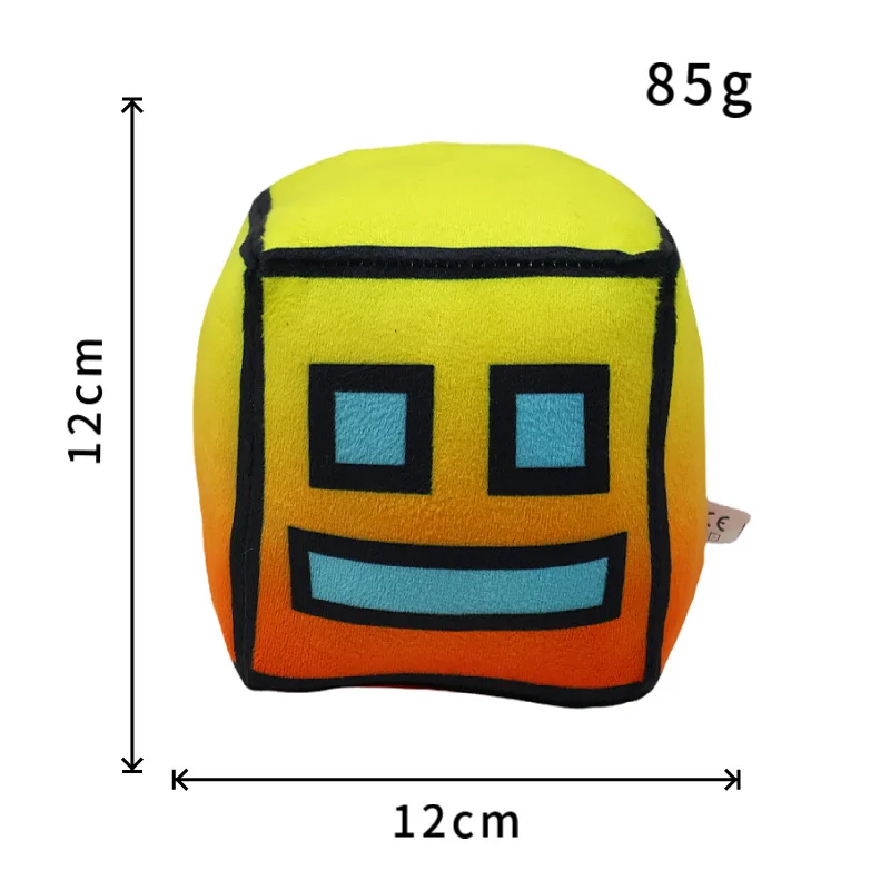 12cm Geometry Dash Cube Plush Toys Small Pillow Stuffed Doll Cosplay Square Pendant Game Cute Home Decoration Kids Birthday Gift