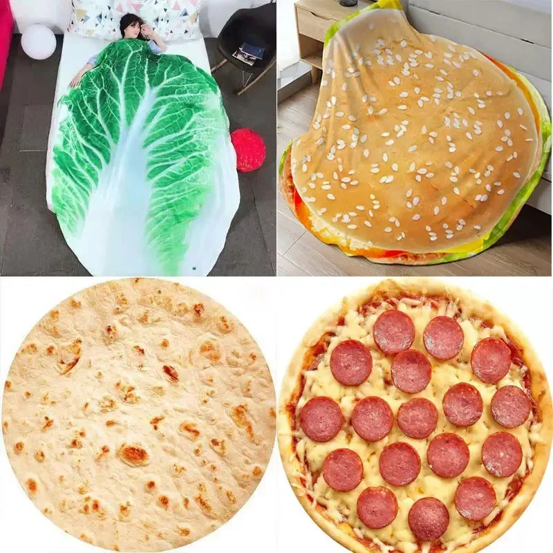Creative Food Pancake Blankets Office Nap Blankets Air Condition Quilt Funny Gifts Flannel Soft Blankets Room Decorations