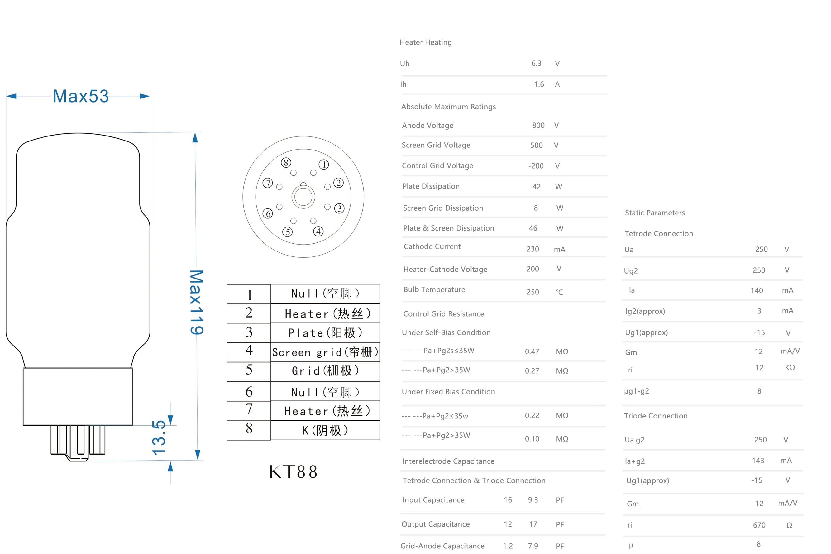 PSVANE KT88 Vakuumröhre-OLDCHEN, Ersatz für KT88C/ 6550, Hi-Fi-Audio-Röhre für Verstärker – Detail 9