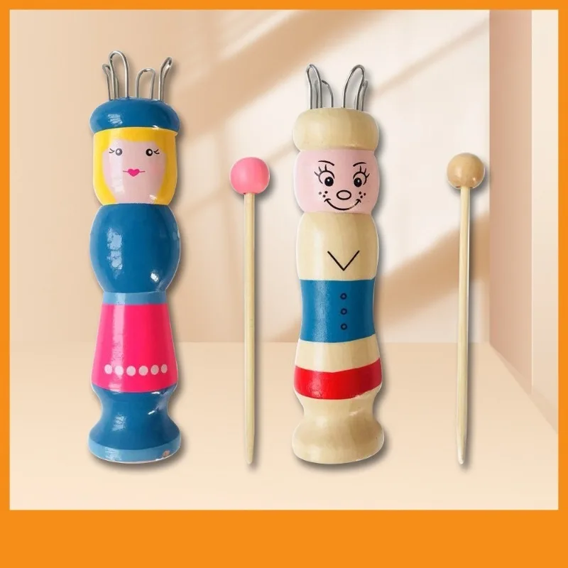 Wooden Doll French Knitter Kids DIY Craft Knitting Tool Pom Pom Maker Yarn Set Handmade Supplies DIY Knitting